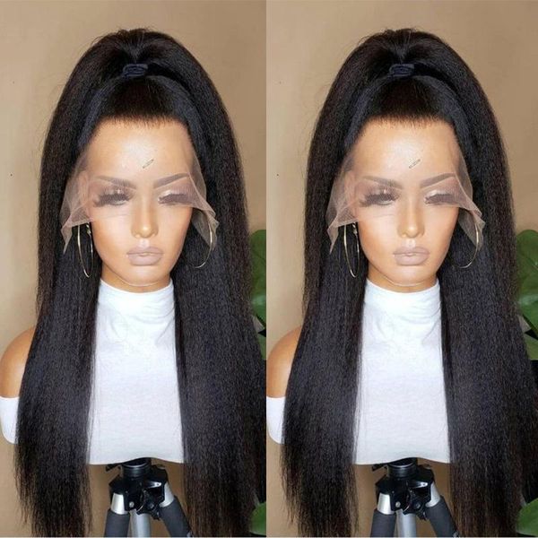 synthetic wigs yaki wig for women lace frontal high density middle part daily kinky straight glueless, Black
synthetic wigs yaki wig for women lace frontal high density middle part daily kinky straight glueless, Black