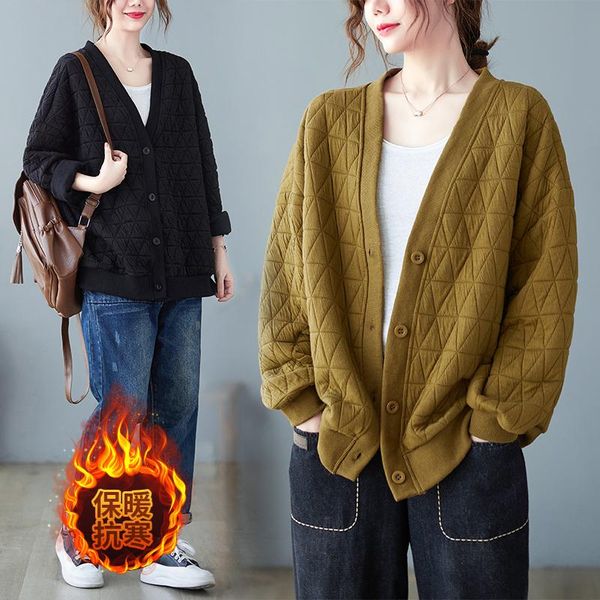 women's jackets 2022 autumn winter loose diamond grid short folds lazy bf wind jacket women coats spring clothing female d585, Black;brown
women's jackets 2022 autumn winter loose diamond grid short folds lazy bf wind jacket women coats spring clothing female d585, Black;brown