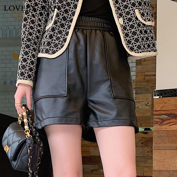 women's shorts women pu leather solid elastic high waist short pockets slim a-line female bottoms 2021 autumn winter casual fashion, White;black
women's shorts women pu leather solid elastic high waist short pockets slim a-line female bottoms 2021 autumn winter casual fashion, White;black