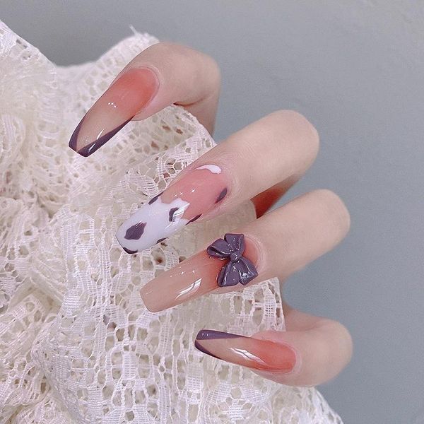 nail gel 24pcs purple bow patch cow pattern glue type removable long paragraph fashion manicure save time false, Red;pink
nail gel 24pcs purple bow patch cow pattern glue type removable long paragraph fashion manicure save time false, Red;pink