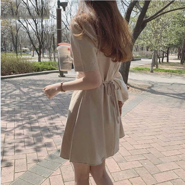 sweet temperament apricot v neck short sleeve dress women mini summer slim vestido feminino minimalism casual retro wild 210610, Black;gray
sweet temperament apricot v neck short sleeve dress women mini summer slim vestido feminino minimalism casual retro wild 210610, Black;gray