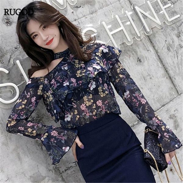 women's blouses & shirts rugod floral print elegant women flare sleeves skew collar ruffled edge summer and fashion blusas mujer, White 
women's blouses & shirts rugod floral print elegant women flare sleeves skew collar ruffled edge summer and fashion blusas mujer, White