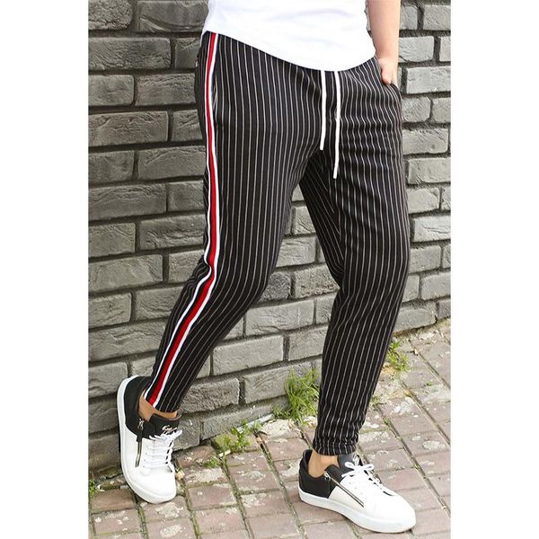 men's pants 2021 jogger casual striped men fashion slim running sweatpants masculine polyester straight clothing male, Black 
men's pants 2021 jogger casual striped men fashion slim running sweatpants masculine polyester straight clothing male, Black