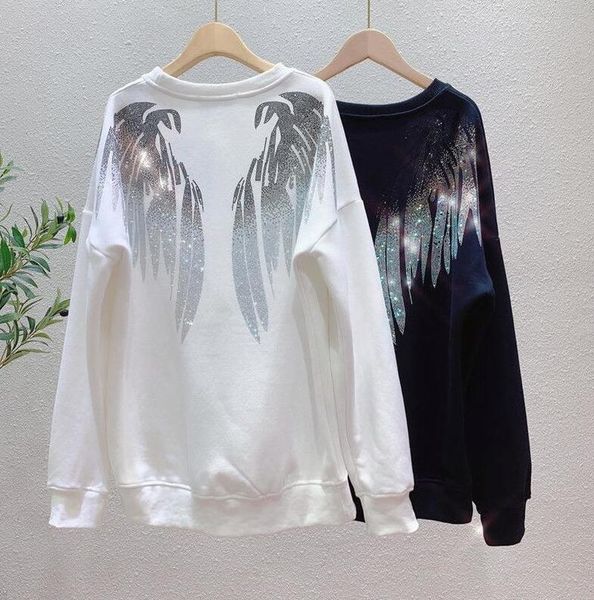 women's t-shirt spring autumn sequin glittering women heavy industry loose mid-length 2021 wing drill, White
women's t-shirt spring autumn sequin glittering women heavy industry loose mid-length 2021 wing drill, White