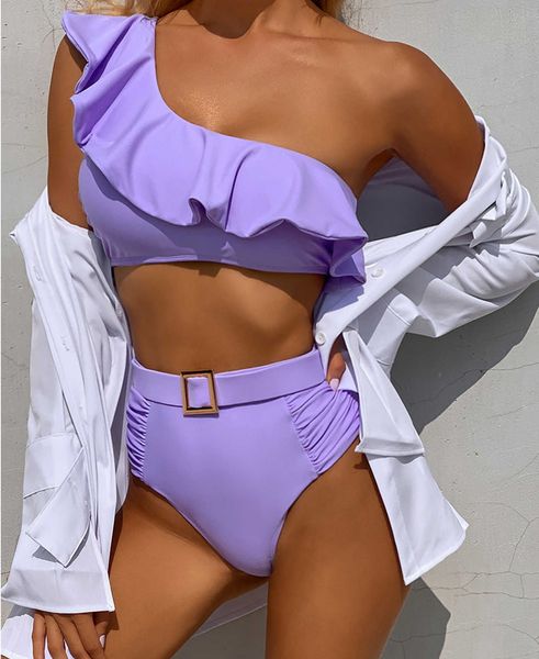 swimwear split girl swimsuit one-shoulder ladies solid color ruffled high waist briefs bikini suit women's 2021, White;black
swimwear split girl swimsuit one-shoulder ladies solid color ruffled high waist briefs bikini suit women's 2021, White;black