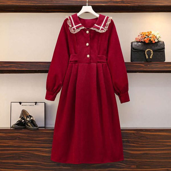 temperament sister big size women's red dress autumn winter fat 2020 show thin foreign style baby collar long sleeve age reducing skirt, Black;gray
temperament sister big size women's red dress autumn winter fat 2020 show thin foreign style baby collar long sleeve age reducing skirt, Black;gray