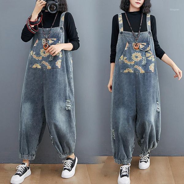 women's pants & capris hair must be hole in denim overalls fall fat mm big yards female attire feet printing pocket nine points, Black;white
women's pants & capris hair must be hole in denim overalls fall fat mm big yards female attire feet printing pocket nine points, Black;white