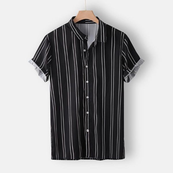 men's casual shirts striped print blouse vintage button short sleeve summer hawaiian fitness men clothing camisas de hombre 2021, White;black
men's casual shirts striped print blouse vintage button short sleeve summer hawaiian fitness men clothing camisas de hombre 2021, White;black