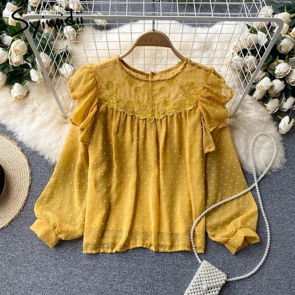 women's blouses & shirts syiwidii chiffon women fall 2021 korean fashion ruffles long puff sleeve o neck clothing for pink yellow shirt, White
women's blouses & shirts syiwidii chiffon women fall 2021 korean fashion ruffles long puff sleeve o neck clothing for pink yellow shirt, White