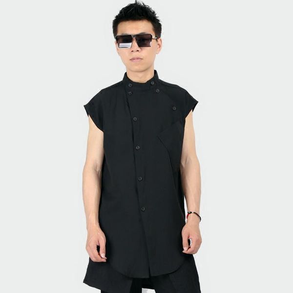 men's casual shirts s-5xl 2021 clothing personality modern fashion male sleeveless stand collar long-sleeve shirt plus size singer cos, White;black
men's casual shirts s-5xl 2021 clothing personality modern fashion male sleeveless stand collar long-sleeve shirt plus size singer cos, White;black