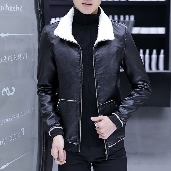 fashion mens leathers outdoor warm jacket faux leather outwear winter thicken fleece coat, Blue;black
fashion mens leathers outdoor warm jacket faux leather outwear winter thicken fleece coat, Blue;black
