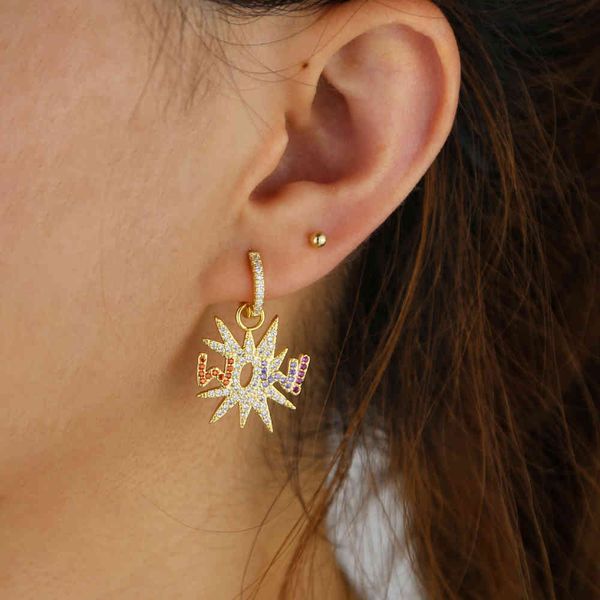 mini hoop dangle charm earring with rainbow colorful cz paved letter wow hip hop earrings for women men, Golden
mini hoop dangle charm earring with rainbow colorful cz paved letter wow hip hop earrings for women men, Golden