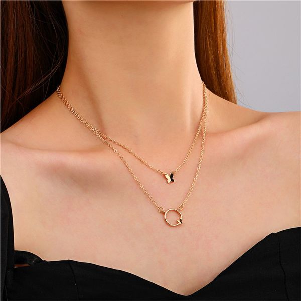 double butterfly circle pendant necklaces retro multi layer animal alloy clavicle chain european dress party gift gold necklace jewelry acce, Silver
double butterfly circle pendant necklaces retro multi layer animal alloy clavicle chain european dress party gift gold necklace jewelry acce, Silver