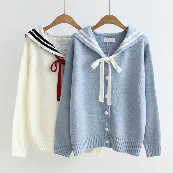 2021 autumn/winter new japanese sailor collar long-sleeved sweater female lace cardigan 38560, White
2021 autumn/winter new japanese sailor collar long-sleeved sweater female lace cardigan 38560, White