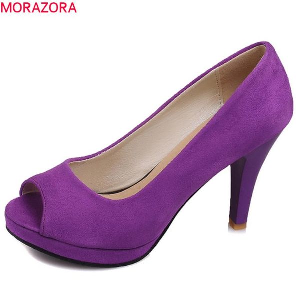 dress shoes morazora 2021 arrival platform peep toe slip on shallow extreme high heel flock elegant casual female pumps, Black
dress shoes morazora 2021 arrival platform peep toe slip on shallow extreme high heel flock elegant casual female pumps, Black