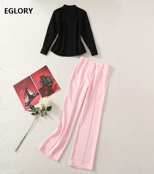 women's two piece pants set 2021 spring summer pant suit women v-neck black shirts+sweet pink long casual 2 work, White
women's two piece pants set 2021 spring summer pant suit women v-neck black shirts+sweet pink long casual 2 work, White