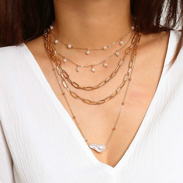 jewelry versatile shaped imitation pearl chain temperament round bead tassel multilayer geometric necklace, Silver
jewelry versatile shaped imitation pearl chain temperament round bead tassel multilayer geometric necklace, Silver