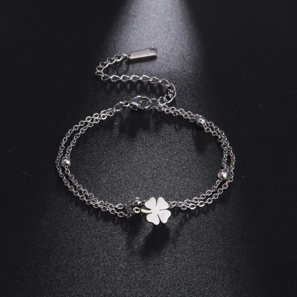 charm bracelets skyrim lucky four-leaf clover beads double layers adjustable stainless steel bracelet jewelry for women girls, Golden;silver
charm bracelets skyrim lucky four-leaf clover beads double layers adjustable stainless steel bracelet jewelry for women girls, Golden;silver