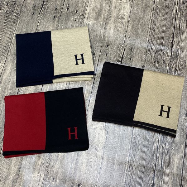 and new two-color color matching letter wool men' warm thickened boutique scarf bib for the elderly, Blue;gray
and new two-color color matching letter wool men' warm thickened boutique scarf bib for the elderly, Blue;gray