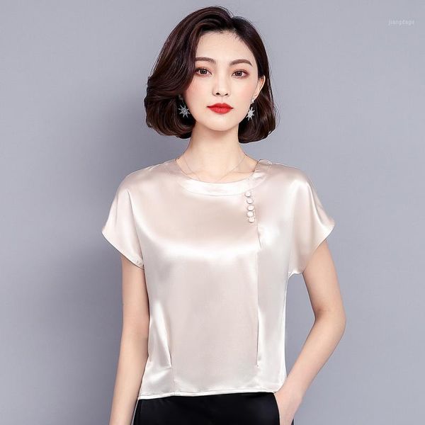 fashion summer clothing women solid loose silk short sleeved blouses casual o-neck female shirts women's &, White
fashion summer clothing women solid loose silk short sleeved blouses casual o-neck female shirts women's &, White