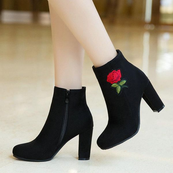 boots women ankle flock thick high heels zipper round toe autumn winter fashion woman shoes size 34-43 2021, Black
boots women ankle flock thick high heels zipper round toe autumn winter fashion woman shoes size 34-43 2021, Black