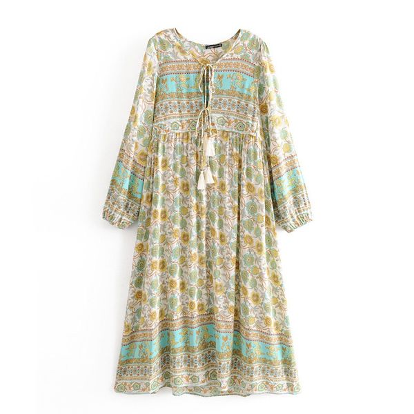 2021 bohemia lacing up v neck location big flower print long dress boho woman long sleeve tassel strappy holiday dresses beach, Red
2021 bohemia lacing up v neck location big flower print long dress boho woman long sleeve tassel strappy holiday dresses beach, Red