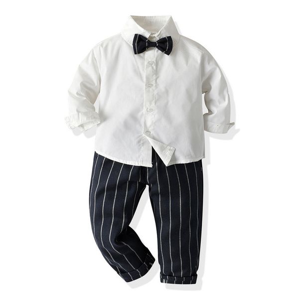 autumn boys' long sleeve bow tie pure white shirt striped suspenders two piece children's wear, Blue
autumn boys' long sleeve bow tie pure white shirt striped suspenders two piece children's wear, Blue