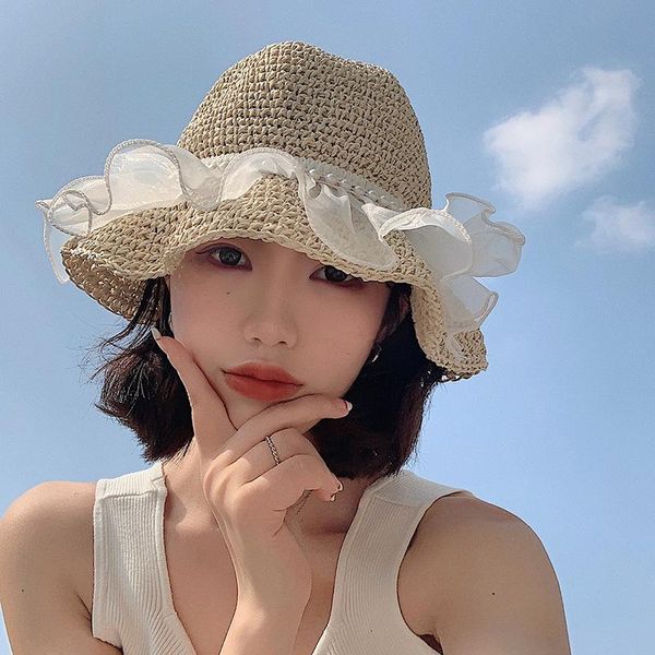 beanie/skull caps 2021 summer ladies straw hat retro lace brim handmade outdoor sun beach, Blue;gray
beanie/skull caps 2021 summer ladies straw hat retro lace brim handmade outdoor sun beach, Blue;gray
