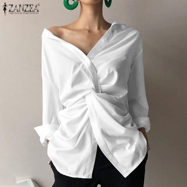 summer irregular blouse zanzea 2021 elegant women's casual long sleeve shirts female lapel blusas oversized tunic, White
summer irregular blouse zanzea 2021 elegant women's casual long sleeve shirts female lapel blusas oversized tunic, White