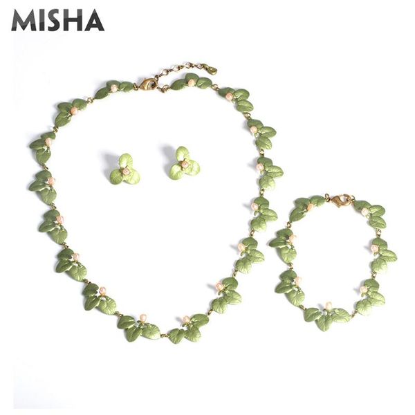 earrings & necklace misha trendy jewelry sets for women natural pearl lotus leaf design chic stud bracelets ladies gifts 02483, Silver
earrings & necklace misha trendy jewelry sets for women natural pearl lotus leaf design chic stud bracelets ladies gifts 02483, Silver