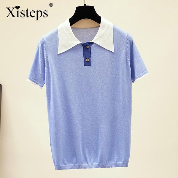 xisteps color match women collar knitted two buttons loose short sleeve pullover femme blouse students causal 20211, White;black
xisteps color match women collar knitted two buttons loose short sleeve pullover femme blouse students causal 20211, White;black