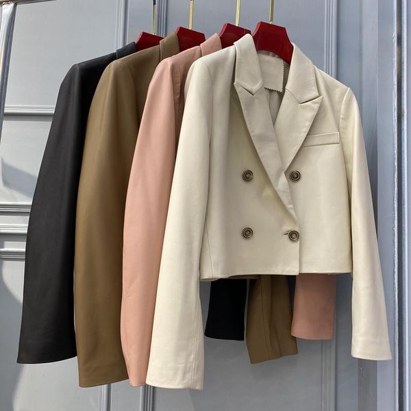 women's leather & faux streetwear spring jacket real sheepskin short coats fashion female shirt long sleeve solid outwear, Black
women's leather & faux streetwear spring jacket real sheepskin short coats fashion female shirt long sleeve solid outwear, Black