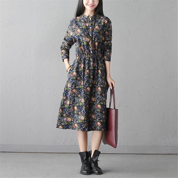 casual dresses spring women dress cotton and linen elegant vintage floral a line long sleeve maxi loose plus size 4xl vestidos q390, Black;gray
casual dresses spring women dress cotton and linen elegant vintage floral a line long sleeve maxi loose plus size 4xl vestidos q390, Black;gray