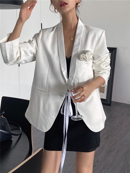 2021 new autumn white blazer women korean jacket casual side split patch v neck designer coats fashion cozc, White;black
2021 new autumn white blazer women korean jacket casual side split patch v neck designer coats fashion cozc, White;black