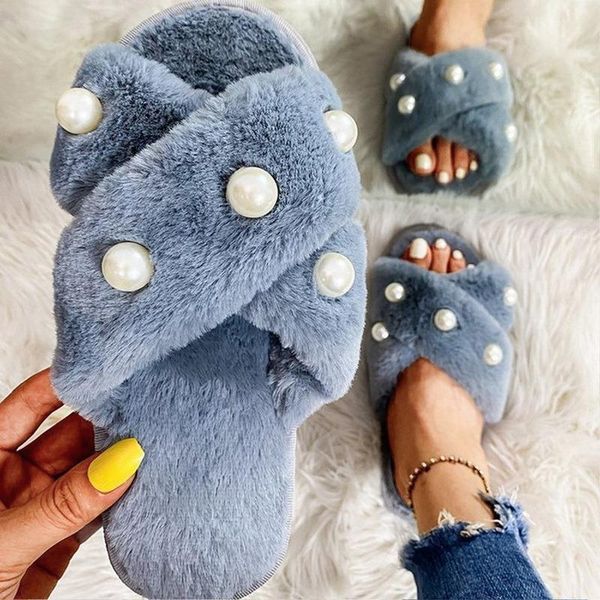 slippers fashion cross furry with big pearl women warm fluffy indoor faux fur flip flops flat shoes soft sandals, Black
slippers fashion cross furry with big pearl women warm fluffy indoor faux fur flip flops flat shoes soft sandals, Black