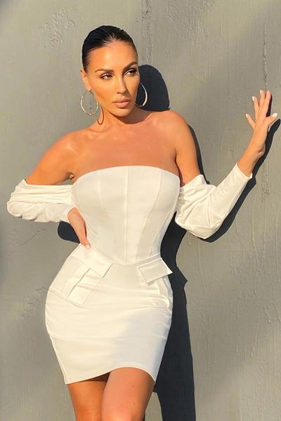 casual dresses 2021 summer women mini bandage dress white high waist long sleeve off shoulder pocket fashion bodycon party, Black;gray 
casual dresses 2021 summer women mini bandage dress white high waist long sleeve off shoulder pocket fashion bodycon party, Black;gray
