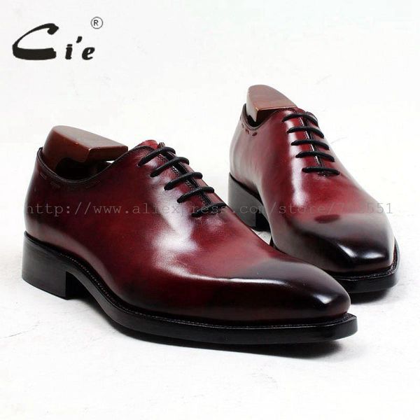 

dress shoes cie square toe patina wine whole cut full grain calf leather handmade men's shoe goodyear welted mens formal ox497, Black