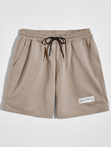 men letter patched drawstring track shorts c89a#, Black
men letter patched drawstring track shorts c89a#, Black