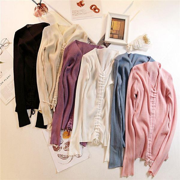 women's sweaters autumn winter sweater slim long sleeve pullover solid color v-neck drawstring knit top, White;black
women's sweaters autumn winter sweater slim long sleeve pullover solid color v-neck drawstring knit top, White;black