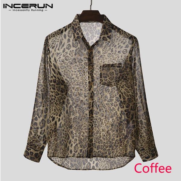 fashion leopard printed shirts men mesh pockets camisa long sleeve lapel buttons blusas incerun see through thin plus size, White;black
fashion leopard printed shirts men mesh pockets camisa long sleeve lapel buttons blusas incerun see through thin plus size, White;black