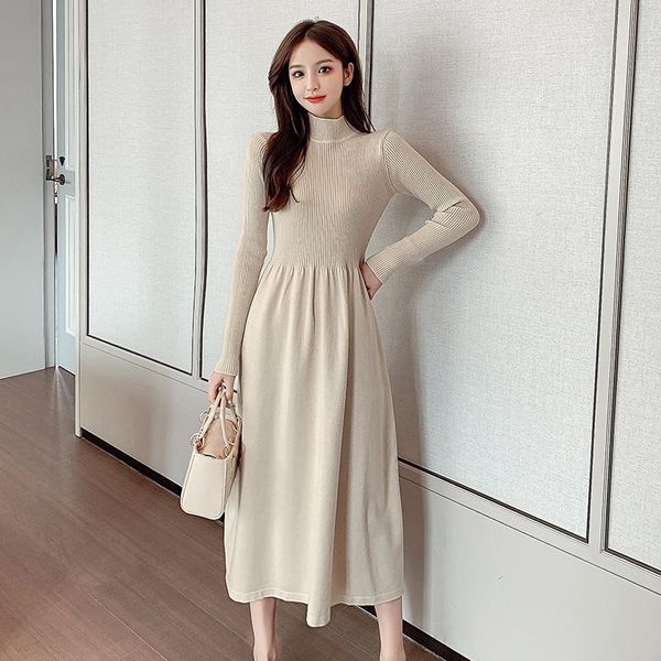 casual dresses women solid color knitted dress 2021 fashion o-neck long sleeve slim a-line sweater female mid-calf, Black;gray
casual dresses women solid color knitted dress 2021 fashion o-neck long sleeve slim a-line sweater female mid-calf, Black;gray
