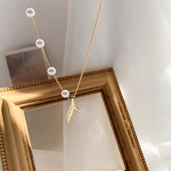 korean trend pearl fishtail pendant necklace elegant lady wedding gold color clavicle chain charming women's jewelry gift, Silver
korean trend pearl fishtail pendant necklace elegant lady wedding gold color clavicle chain charming women's jewelry gift, Silver
