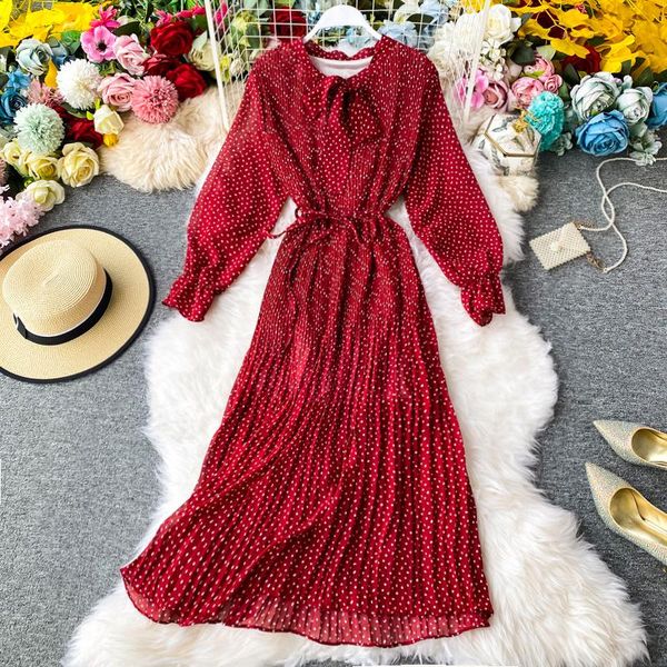 casual dresses 2021 spring autumn women bow ruffle dress chiffon long sleeve office vintage polka dot midi vestidos b63, Black;gray
casual dresses 2021 spring autumn women bow ruffle dress chiffon long sleeve office vintage polka dot midi vestidos b63, Black;gray