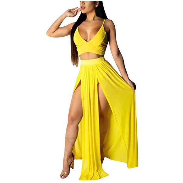 casual dresses summer beach women 2 piece sets halter crop and skirt set high split chiffon two maxi dress outfits, Black;gray
casual dresses summer beach women 2 piece sets halter crop and skirt set high split chiffon two maxi dress outfits, Black;gray