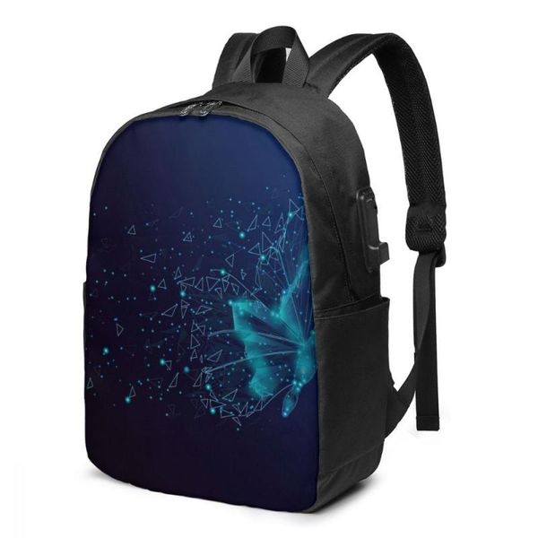 backpack school lapbutterfly abstract 17 inch travel multi usb charger bag