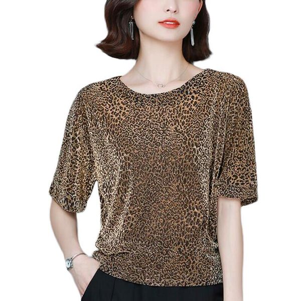 women's blouses & shirts shiny lurex women summer short sleeve fashion leopard print bright silk lace blouse plus size, White
women's blouses & shirts shiny lurex women summer short sleeve fashion leopard print bright silk lace blouse plus size, White