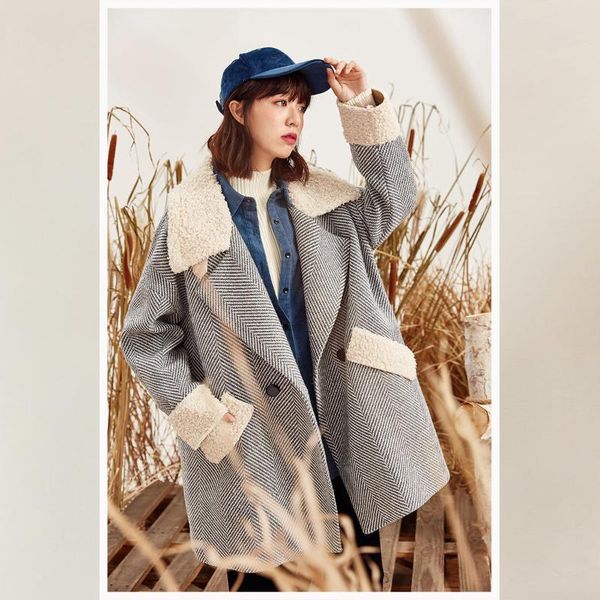 women's wool & blends coat women 2021 korean artificial lamb woolen female autumn loose long thickened plus velvet, Black
women's wool & blends coat women 2021 korean artificial lamb woolen female autumn loose long thickened plus velvet, Black