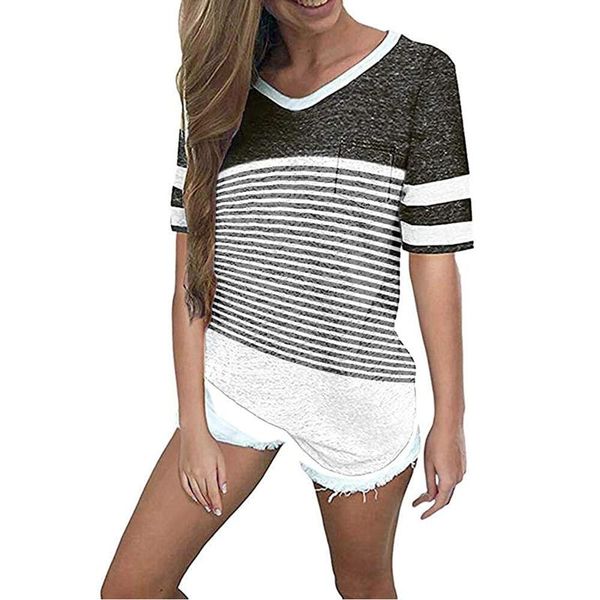 women's t-shirt tshirt women ladies stripe splice short sleeve casual poleras camiseta mujer harajuku t shirt haut femme, White
women's t-shirt tshirt women ladies stripe splice short sleeve casual poleras camiseta mujer harajuku t shirt haut femme, White
