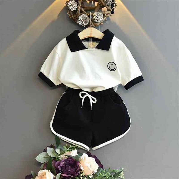 childrens smiling face summer suit summer baby lapel t-shirt shorts two-piece trendy, White
childrens smiling face summer suit summer baby lapel t-shirt shorts two-piece trendy, White