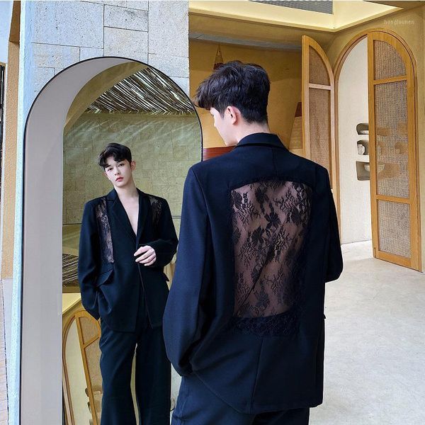 men's suits & blazers nightclub flamboyant lace hollow small suit, fashionable loose suit with long sleeves see-through floral stage bl, White;black
men's suits & blazers nightclub flamboyant lace hollow small suit, fashionable loose suit with long sleeves see-through floral stage bl, White;black